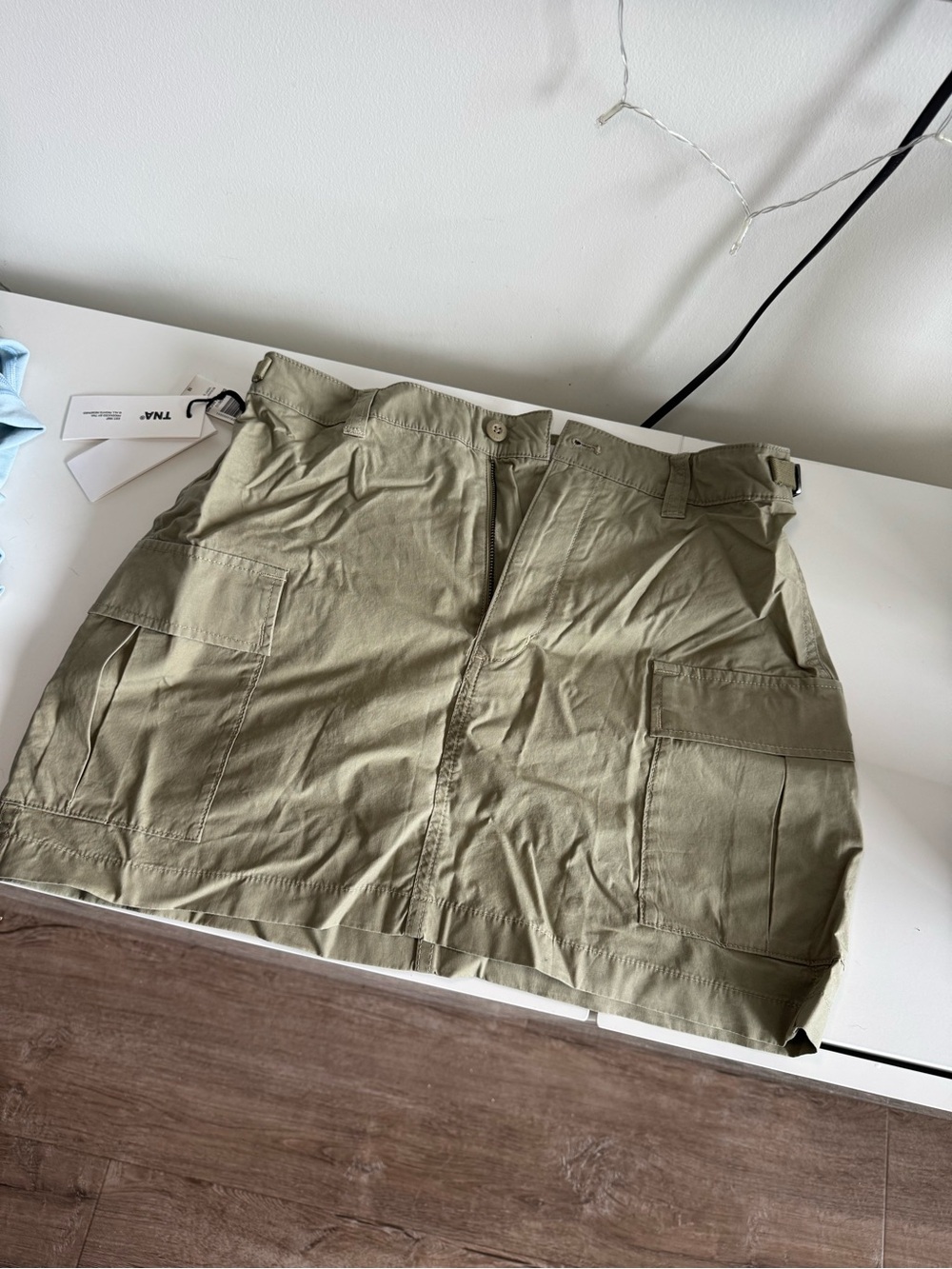 TNA Olive Utility Cargo Mini Skirt